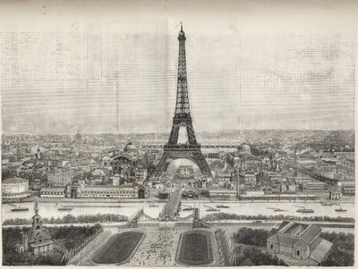 Generel visning af verdensudstillingen i Paris i 1889 med Eiffeltårnet fra Trocadero, gravering - Generelt billede af verdensudstillingen i Paris i 1889 med Eiffeltårnet, gravering i Le Monde illustrious de 1889 af French School