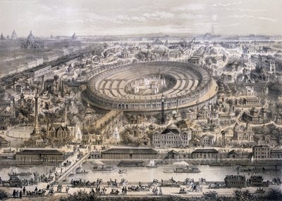 Generelt billede af Exposition Universelle i 1867, taget fra Trocadero-bakken, Paris, 1867 af French School