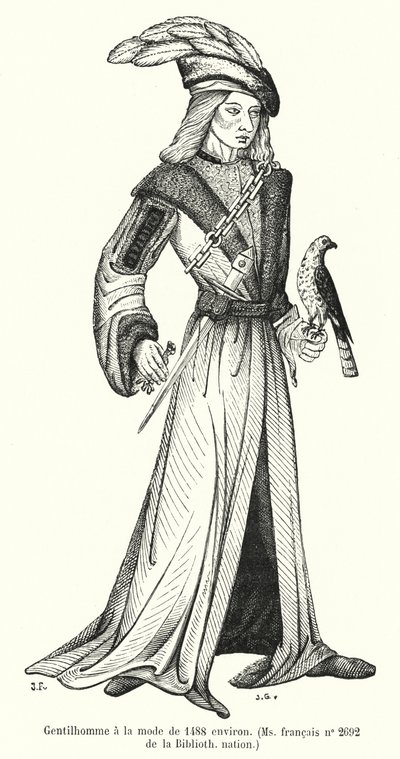 Moderigtig herre fra omkring 1488 (gravering) af French School