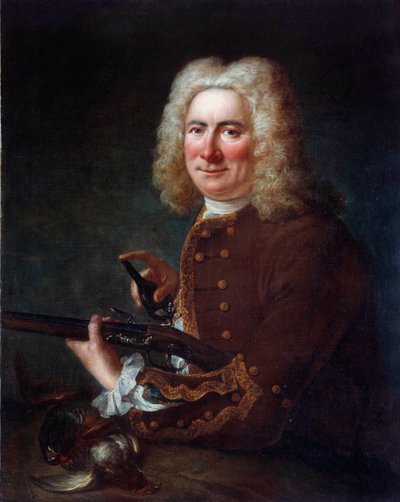 Herre med flintriffel. Anonymt maleri fra det 18. århundrede. Gien, Musee de la chasse - Herre med en flintlåspistol. Anonymt maleri fra det 18. århundrede. Jagtmuseet, Gien, Frankrig af French School