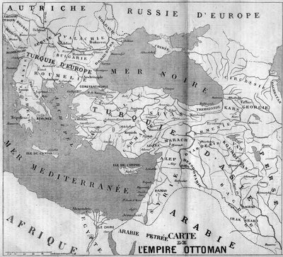 Geografisk kort over Det Osmanniske Rige i 1860. Indgravering i "" Le Monde Illustré"" nr. 173 af 4. august 1860. af French School