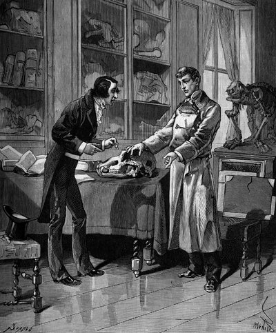 Georges Cuvier (1769-1832), fransk naturforsker med en ung studerende. i "Histoire populaire des sciences, opfindelser og opdagelser fra de første århundreder til i dag" af Bitard Adolphe 1880. af French School