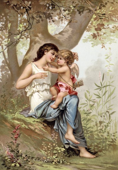 Pige, muligvis Venus, med Amor af French School