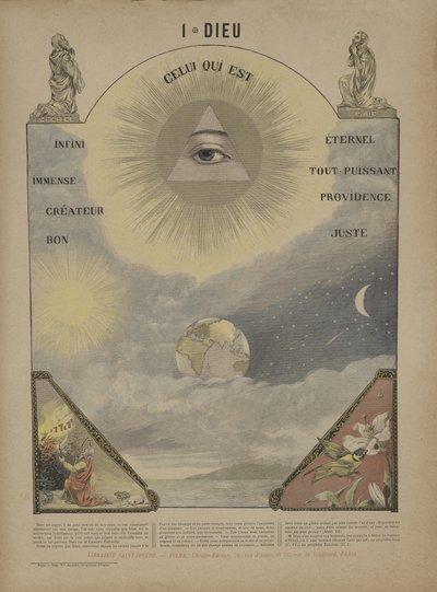 Gud (farve litho) af French School