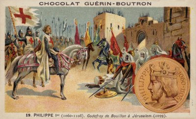 Godfrey af Bouillon i Jerusalem af French School