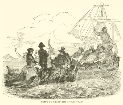 At gå ombord på the Unaunted (gravering) af French School