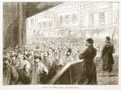 Går til maduddelingen, illustration fra Cassells historie om krigen mellem Frankrig og Tyskland, 1870-1871 af French School