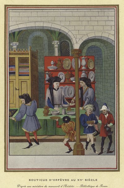 Guld- og sølvsmedebutik, 1400-tallet af French School