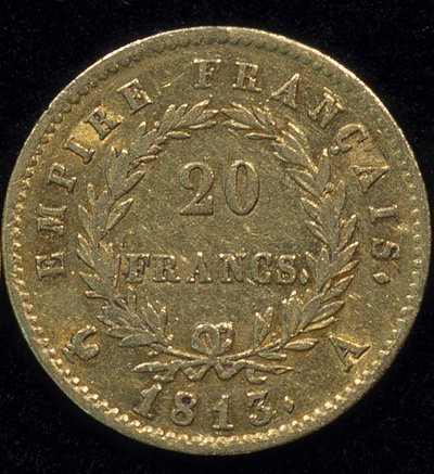 Guldmønt på 20 francs (Napoleon) fra 1813. tilbage. af French School