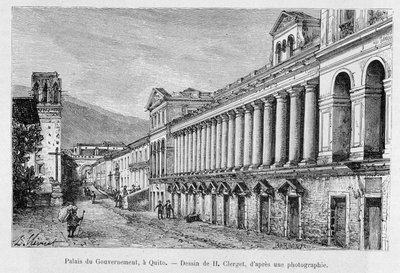 Regeringspaladset i Quito, Ecuador - i "" Jorden rundt"" 2. sem. 1883. af French School