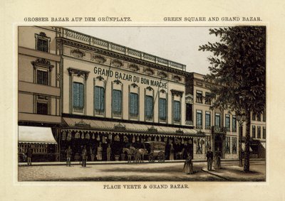 Grand Market Bazaar, Green Square, Antwerpen (chromolitho) af French School