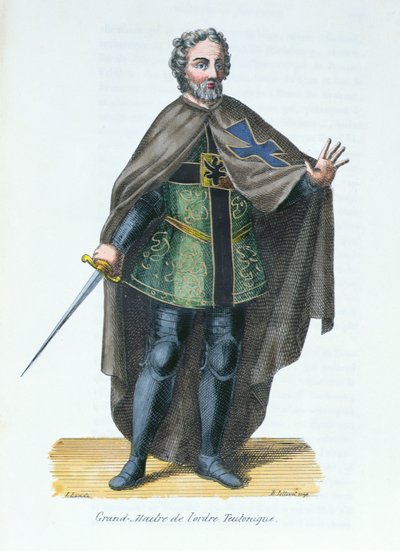 Stormester i den Tyske Orden, illustration fra Histoire et Costumes des Ordres Monastiques af Pierre Helyot (1660-1716), 1842 af French School