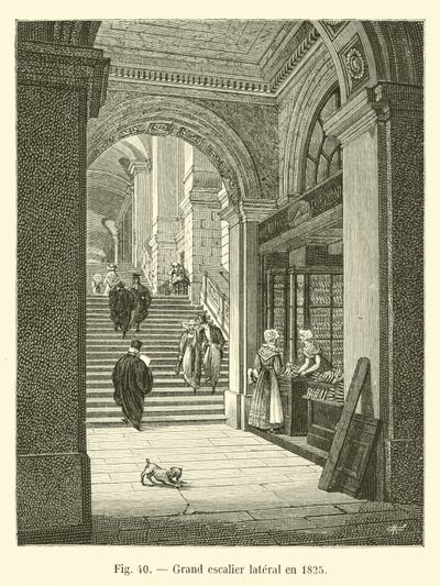 Stor sidetrappe i 1825 af French School