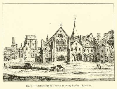 Templets store gårdsplads i 1650; efter I Sylvester af French School
