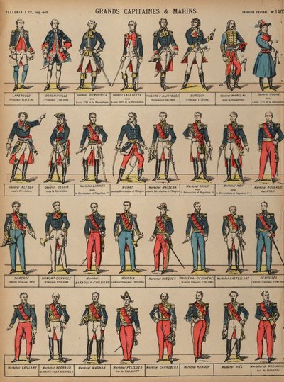 Store franske militærkommandører (farvet indgravering) af French School