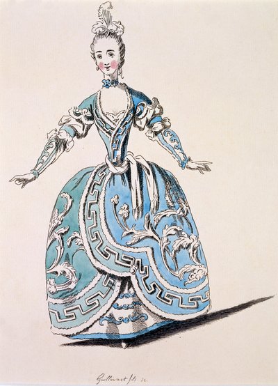 Græsk kostume til koret i Scanderbeg, faksimile af A.Guillaumot fils, 1763 (håndkoloreret gravering) af French School