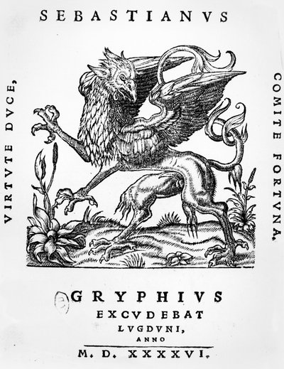 Griffin printere emblem af Sebastianus Gryphius, Lyon, 1546 af French School