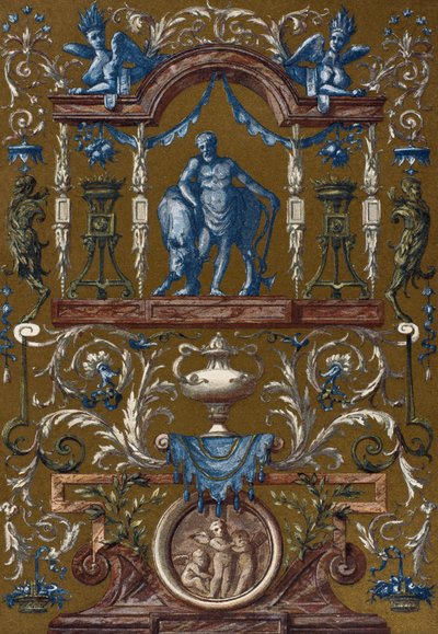 Grotesque, af Jean Berain den ældre (1640-1711), gravering fra ordbog for møbler og dekoration, bind II, af Henry Havard af French School