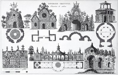 Grottedesign fra Anglo-Chinese Gardens af George Louis Le Rouge, udgivet 1775-78 af French School