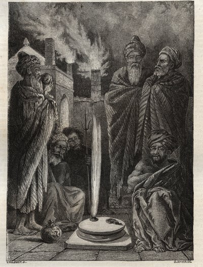 Guebre (eller Zoroastrian) nær Baku (Baku, Aserbajdsjan) - Fireworshippers - New National Encyclopedia af Maurice La Charest - 1870 - af French School
