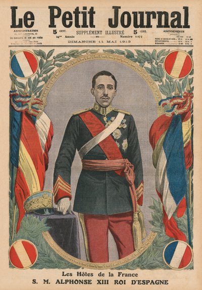 Gæster af Frankrig, H. M. Alfonso XIII, konge af Spanien, forsideillustration fra 