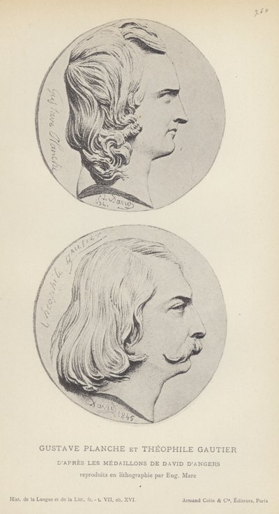 Gustave Planche og Theophile Gautier (litho) af French School