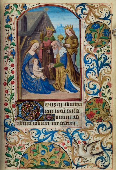 H/L-3-3 fol. 66r Adoration of the Magi, fra Book of Hours, Use of Paris, midten af 1400-tallet af French School