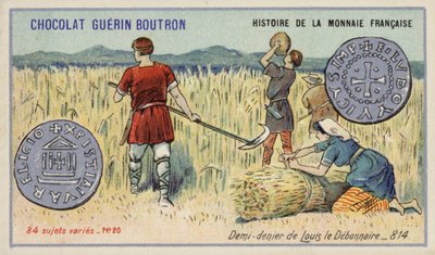 Halv benægter af Ludvig den fromme, 814 (chromolitho) af French School