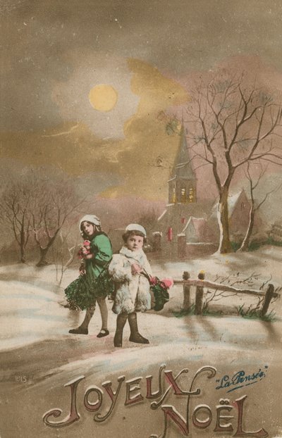 Glædelig jul. Postkort sendt i 1913. af French School