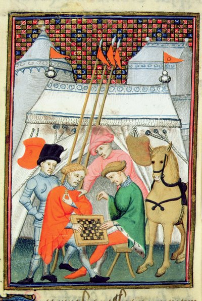 Harley 4431 f.133 Ulysses spiller skak, parisisk kopi, ca. 1410-15 (vellum) af French School