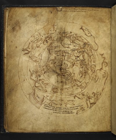 Harley 647 f.21v Diagram over den nordlige og sydlige halvkugle, fra 