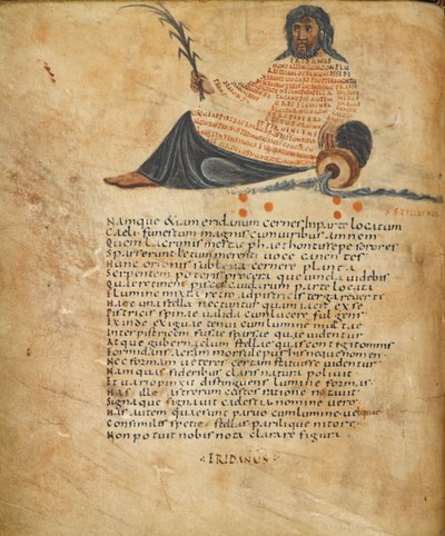 Harley 647, fol.10v Illustration af stjernebilledet Eridanus, og tekst, c.820-40 (vellum) af French School