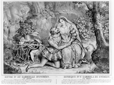 Henri IV (1553-1610), konge af Frankrig og Gabrielle dEstrees (1573-99) af French School
