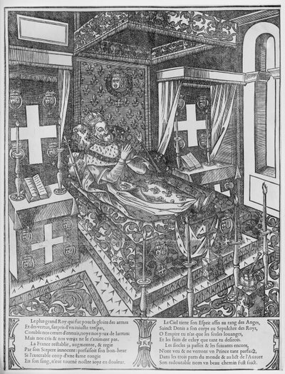 Henri IV (1553-1610) på sit dødsleje, 1610 af French School