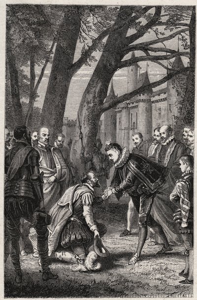 Henry III og Henry af Navarra fremtidige Henry IV mødes i Plessis-les-Tours den 30. april af French School