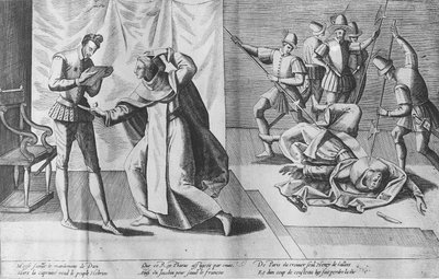 Henrik III af Frankrig myrdet af Jacques Clement, 1. august 1589 af French School