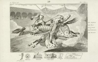 Henry II of France mortally wounded in a joust with Gabriel Montgomery, Captain of the Kings Scottish guard, 1559  af French School
