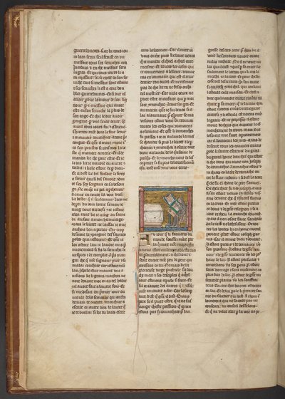Eremit skriver ved et skrivebord, fra "Estoire del Saint Graal, La Queste del Saint Graal, Morte Artu", ca. 1315-25 (blæk på pergament) af French School