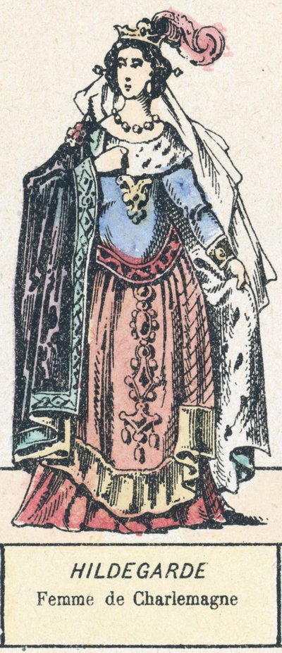 Hildegard, Karl den Stores hustru (farvet gravering) af French School