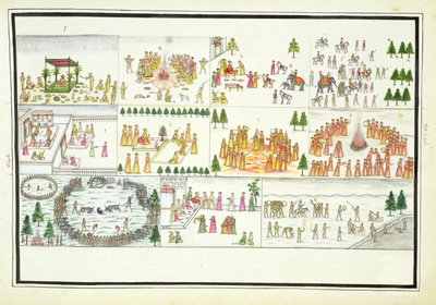 Hindufestivaler, herunder Dasehra, Diwali og Holi fra The Gentil Album, udgivet i 1774 af French School