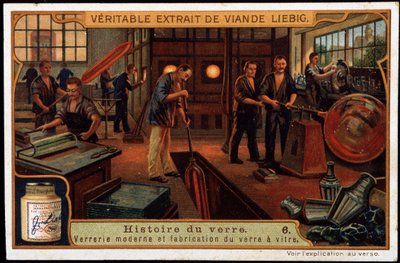 Glasets historie: Moderne glasvarer og glasproduktion i slutningen af det 19. århundrede. Liebig-kromolitografi i slutningen af det 19. århundrede. af French School