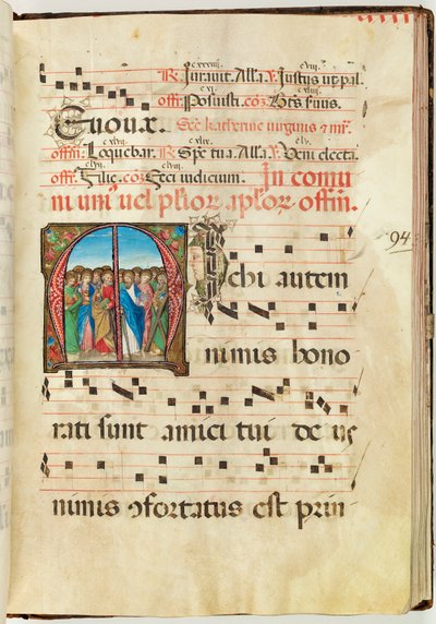 Hellige Apostle, Gradual, f.94 (blæk, tempera og bladguld på pergament) af French School