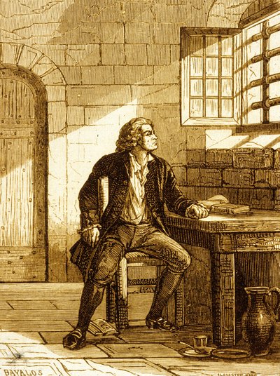 Honore-Gabriel Riquetti, greve af Mirabeau ved Fort de Joux i 1775 (gravering) af French School