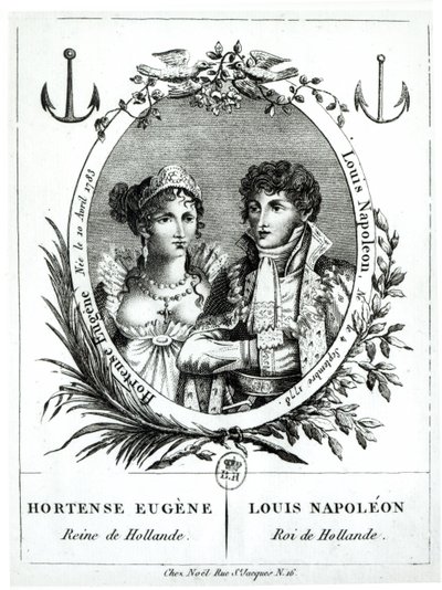 Hortense de Beauharnais (1783-1837) og Louis-Napoleon Bonaparte (1778-1846) af French School