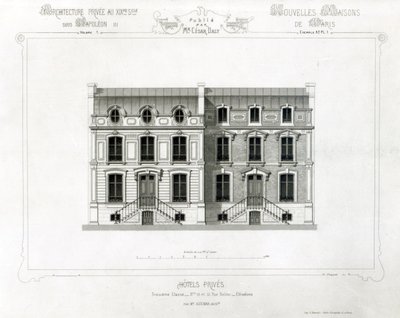Private hoteller, 10 & 12 Rue Balzac, Paris, fra Architecture Privee au C19th, af French School
