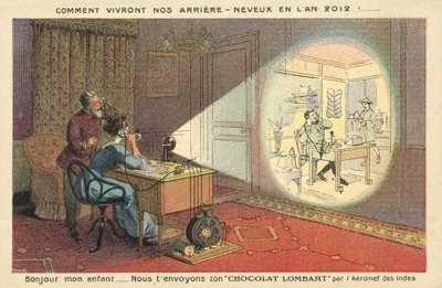 Hvordan mennesker vil leve i 2012 (farve litho) af French School