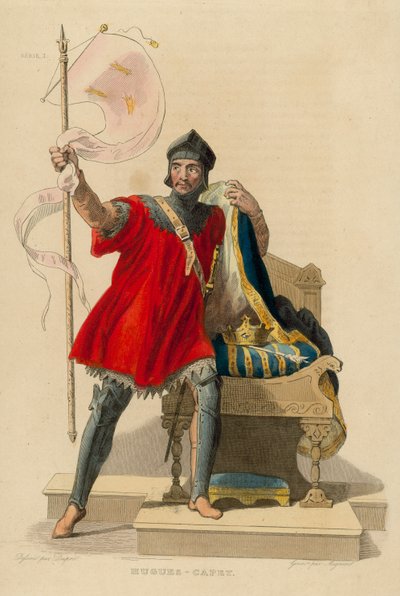 Hugues-Capet (farvet gravering) af French School