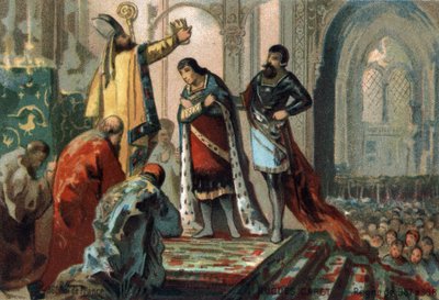 Hugues Capet, konge af Frankrig fra 987 til 996, gjorde sin søn, den fremtidige Robert II den Fromme (972 - 1031), hellig af Adalberon (ca. 925-990), arkevek i Reims, til Cathedrale d
