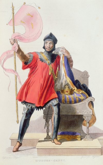 Hugues I Capet (941-996), konge af Frankrig, fra Le Plutarque Francais af E.Mennechet, 1835 (farvestik) af French School