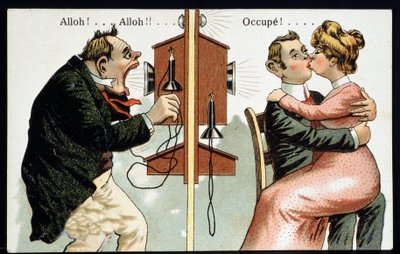 Humoristisk postkort i telefonen, deb. 20. århundrede. af French School